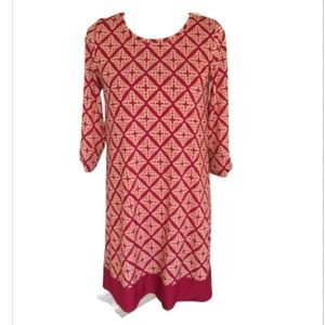 41 Hawthorn Pink Orange Patterned Dress Small Geo